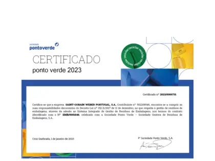 Certificado Ponto Verde